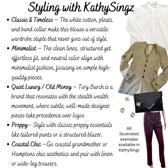 Tory Burch Oversized Pleated Cotton Blouse Size 0 Timeless Elegance Crisp White - Picture 2 of 11